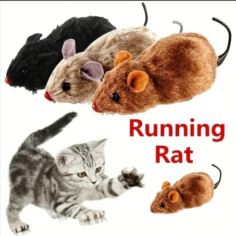 1 rato de peluche realista e divertido a correr, brinquedo para gatos, cães e outros animais de estimação, cor aleatória