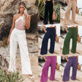 Calças Wide Leg de Praia com Cordão | Estilo Europeu Casual