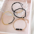 Set 4 Pulseiras Pedra Preta Boho | Artesanal Handmade Moda Feminina