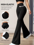 Calças Flared Cintura Alta Slim | Preto Elegante Primavera-Verão