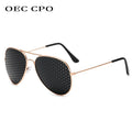 Óculos Piloto Micropinhole Luxo | Lentes Furos Fashion Sexy Unissex