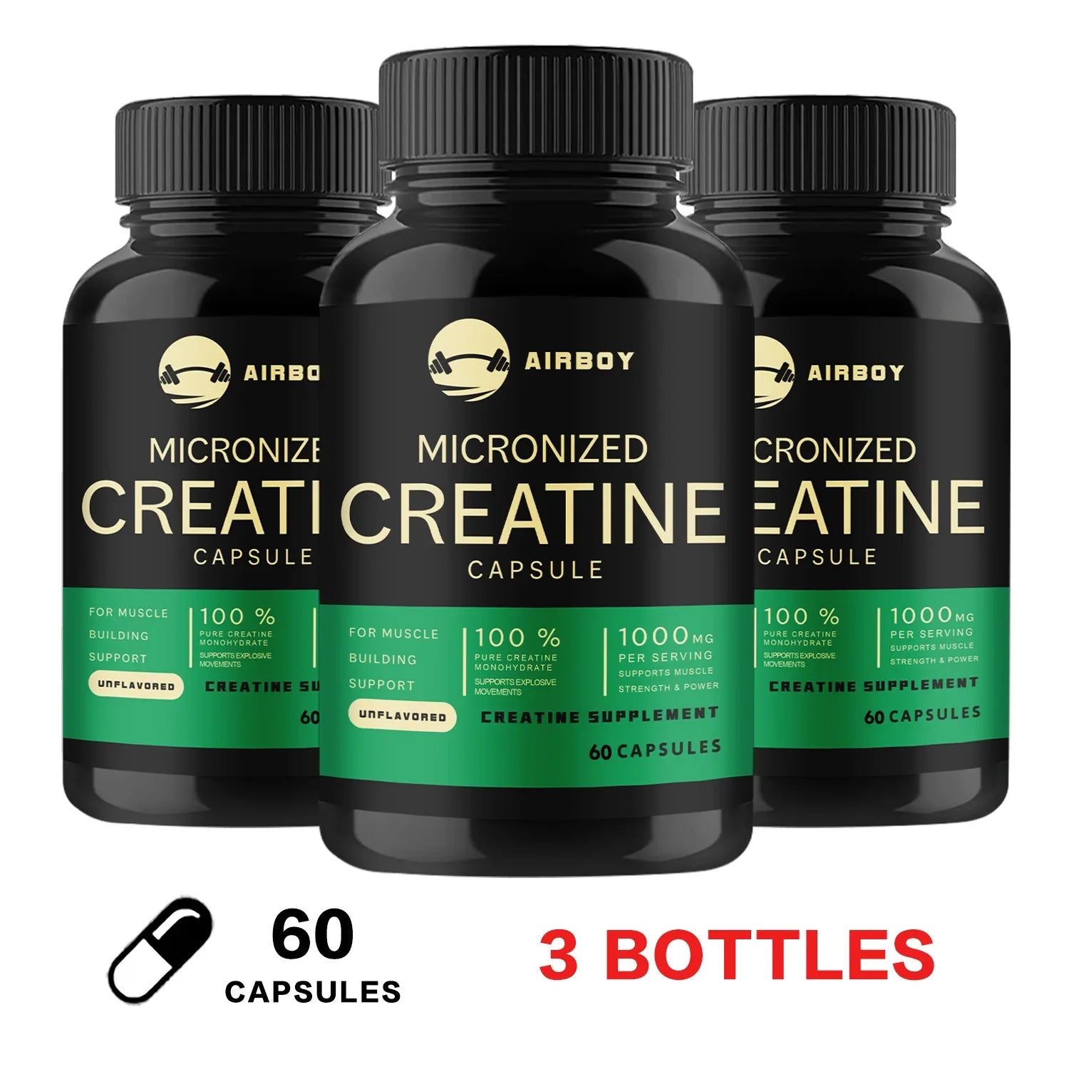 Creatina micronizada - promove o crescimento muscular, melhora o desempenho físico, a resistência e a recuperação.