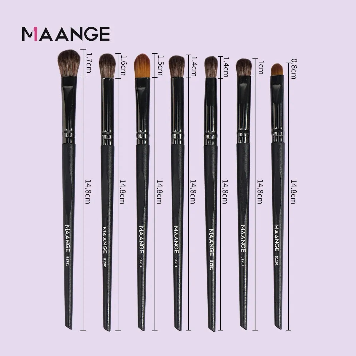 Kit 7 Pincéis para Olhos Maange | Sombras Esfumar e Lábios