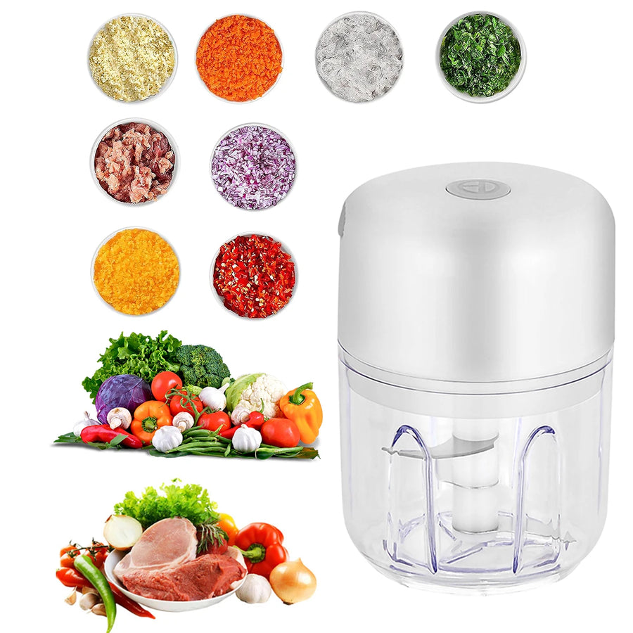 Picador Alho Elétrico Mini 100ml/250ml | Sem Fios Bateria Legumes