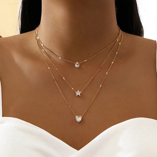 Colar Pendente Zircónia Multicamadas | Choker Brilhante Festas