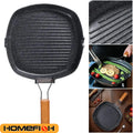 Frigideira Dobrável Portátil Piquenique | Grelha Steak Pega Madeira Exterior