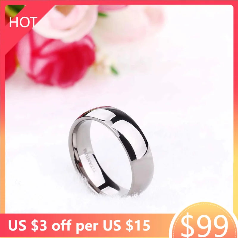 Kolmnsta 2/4/6/8mm Mens Wedding Band Polished Women Titanium Simple Engagement Classic Rings Black Silver Color Lady anel 3-15