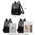 Mochila Couro Luxo Vintage Preta | Escola Casual Daypack Feminina