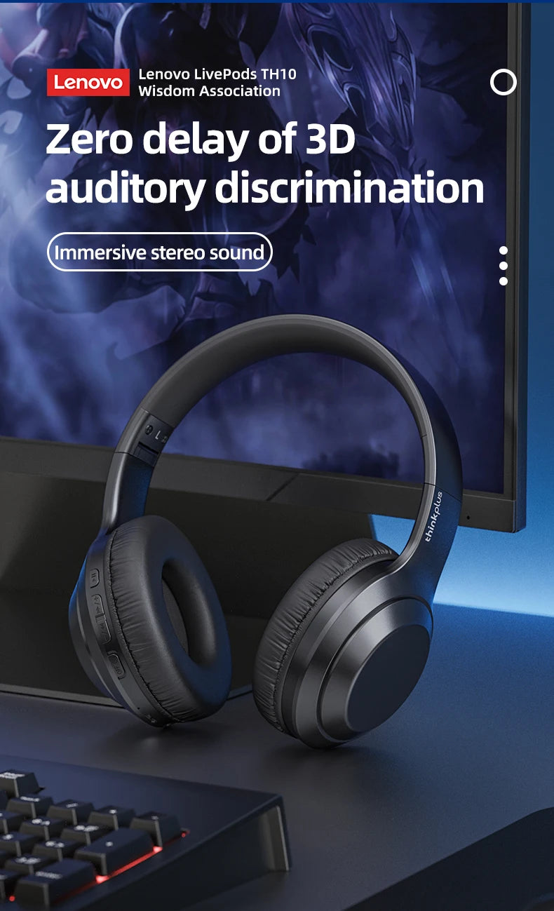 Auriculares Lenovo ThinkPlus TH10 TWS | Som HD Baixa Latência Microfone