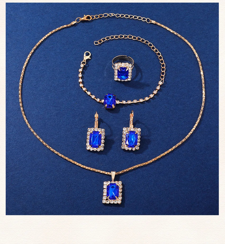 Relógio de senhora quadrado de luxo, marca de relógios de pulso de senhora em quartzo, modelo clássico e simples, com bracelete em pele azul.