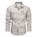 Camisa Cargo Algodão Multi-Bolsos Militar | Overshirt Outdoor Casual