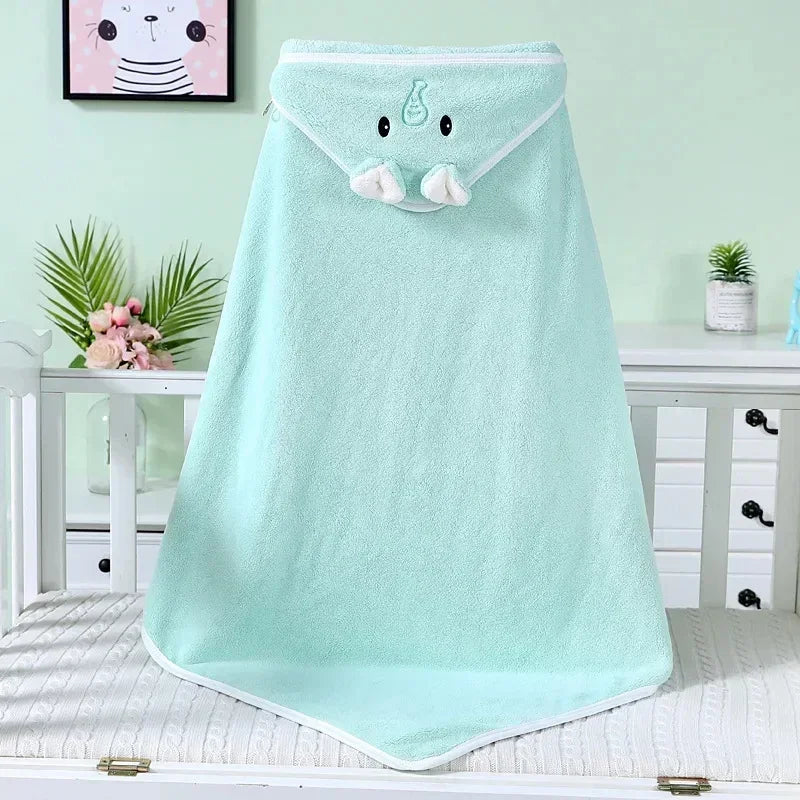 Toalha de Banho com Capuz para Bebé – Animais de Desenho, Quente e Macia