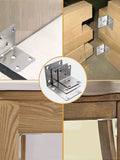 Conjunto de 6 Suportes em L Aço Inoxidável 90° – Para Prateleiras, Armários e Camas