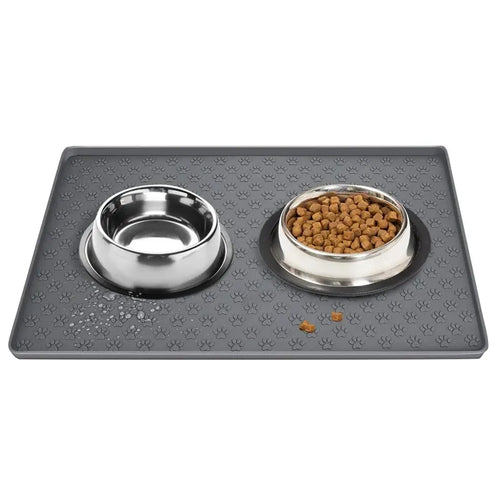 Tapete de Alimentação para Gatos e Cães – Silicone Antiderrapante, Impermeável e Dobrável