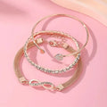 Set 3 Pulseiras Vintage Cristal Coração | Geométrico Ajustável Infinito