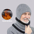 Outdoor Men Winter Knitted Hat with Velvet Warm Ear Hood Integrated Hat Outdoor Sports Bicycle Skiing Running Cold Cap