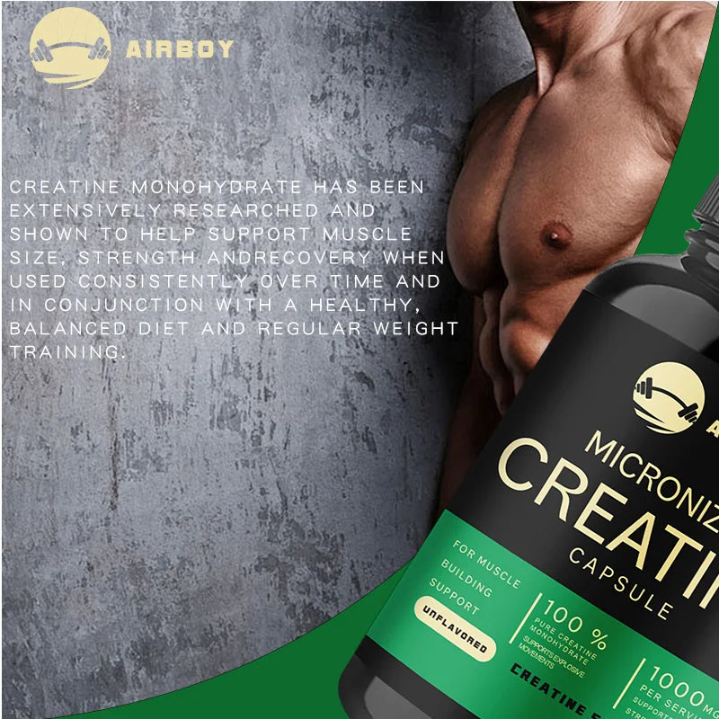 Creatina micronizada - promove o crescimento muscular, melhora o desempenho físico, a resistência e a recuperação.