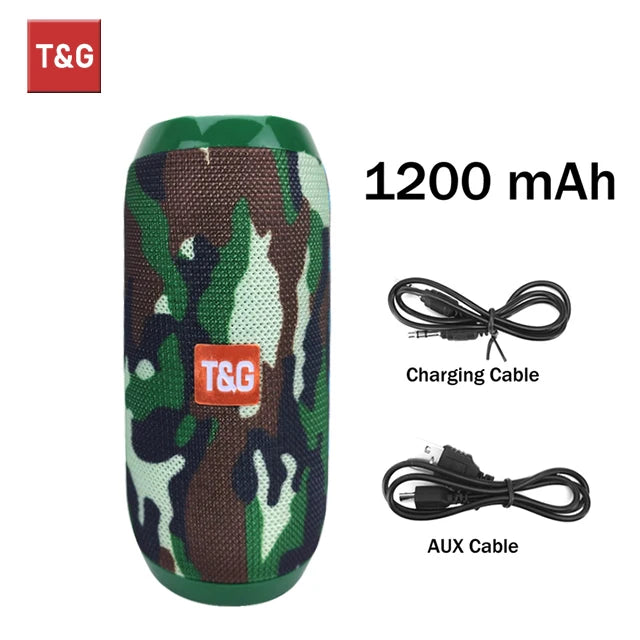 Coluna T&G TG117 Bluetooth TWS | Impermeável Estéreo FM Cartão TF