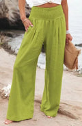Calças Wide Leg de Praia com Cordão | Estilo Europeu Casual