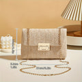 Mala Palha Tecida à Mão com Fecho | Crossbody Cor Sólida Verão Fashion