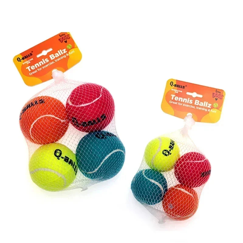Conjunto de 4 Bolas de Borracha Natural Q-Monster – Som de Apito e Interativas para Treino