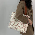 Tote Canvas Gato Japonês com Fecho | Designer Cartoon Shoulder Shopper