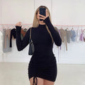 Vestido Mini Bodycon Plissado com Atacadores | Slim Fit Festa