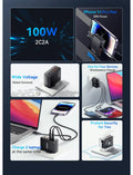 Carregador GaN 100W Essager USB-C | PD QC 4.0 iPhone Xiaomi MacBook