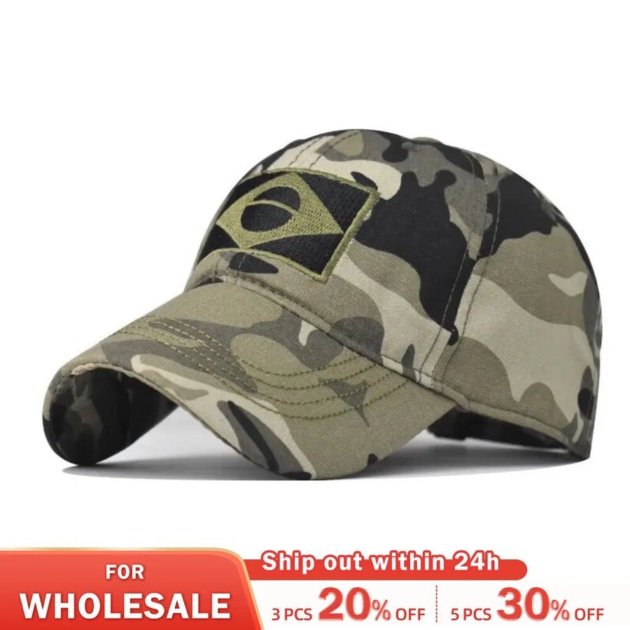 Boné Baseball Camuflado com Bordado – Tático, Desporto Outdoor e Uso Casual