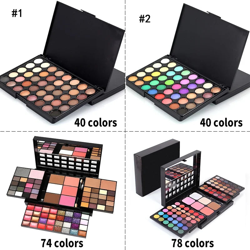 Palete Sombras Glitter 40/74/78 Cores | Mate À Prova de Água Kit Completo