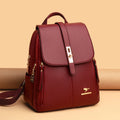 Mochila Couro Luxo Vintage Preta | Escola Casual Daypack Feminina
