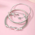 Set 3 Pulseiras Vintage Cristal Coração | Geométrico Ajustável Infinito