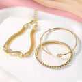 Set 3 Pulseiras Vintage Cristal Coração | Geométrico Ajustável Infinito