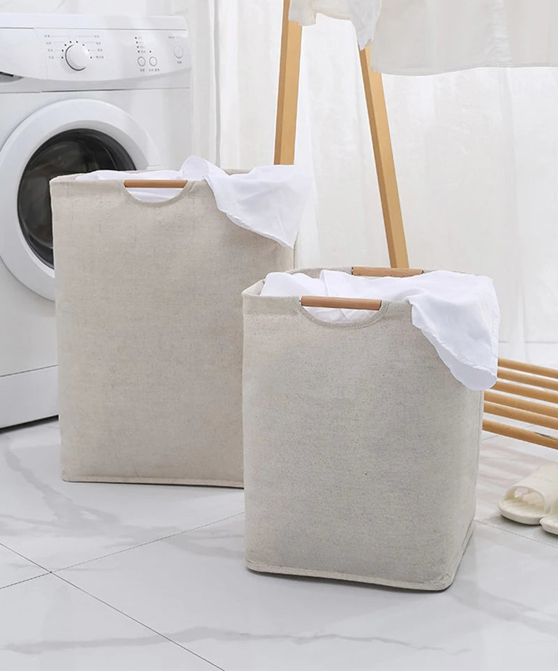 Cesto de roupa suja grande com pega, dobrável, impermeável, cesto de arrumação independente para roupa.