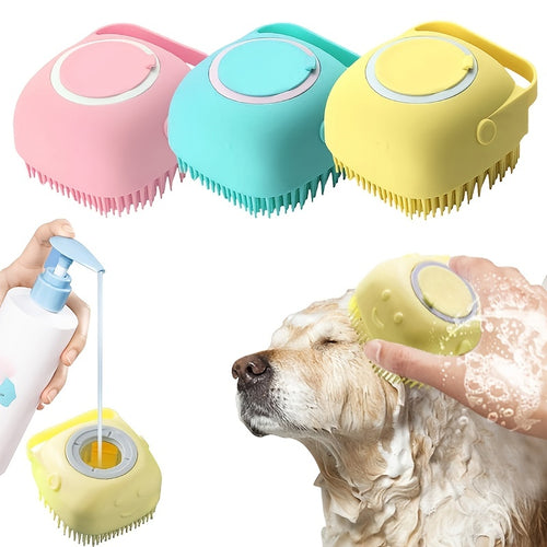 Escova de Banho Macia para Cães e Gatos – Massajador com Champô para Grooming